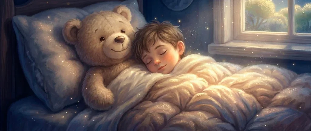 My teddy bear sits close to me