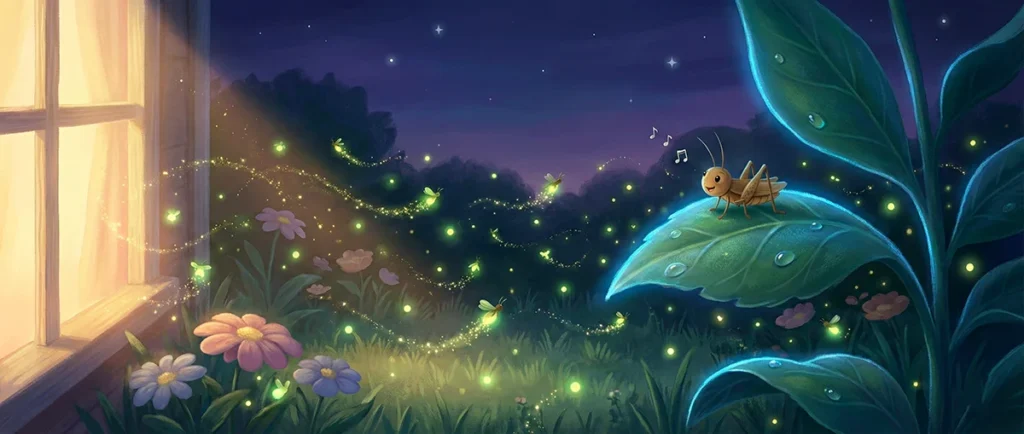 Outside my room, the cricket sings