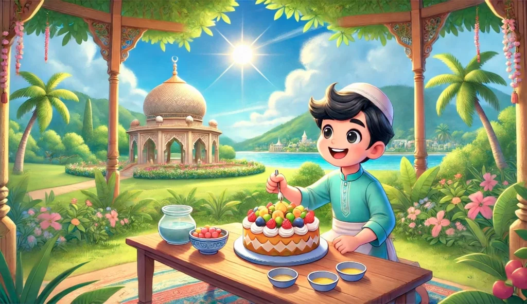 Cyrus makes a big cake