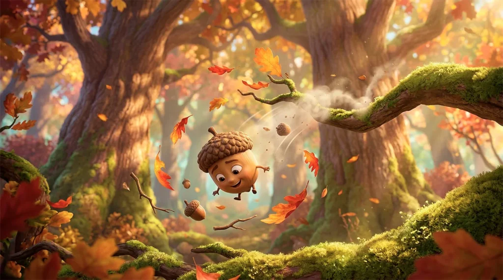 Little Acorn falls from the tree