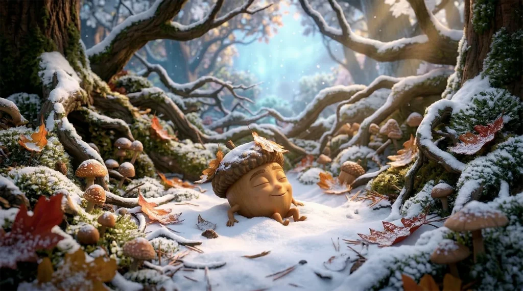 Little Acorn waits for winter to end