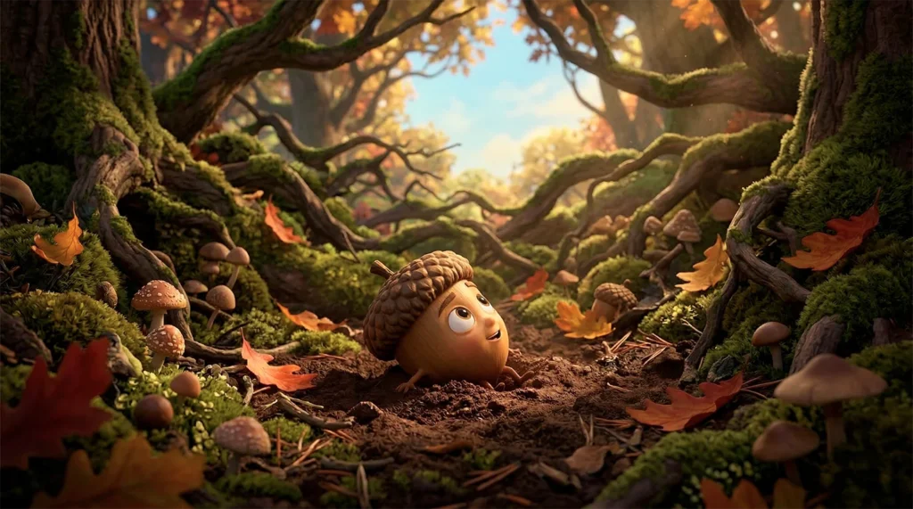 Little Acorn in the dirt