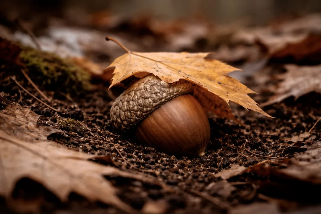 A leaf falls on Little Oak