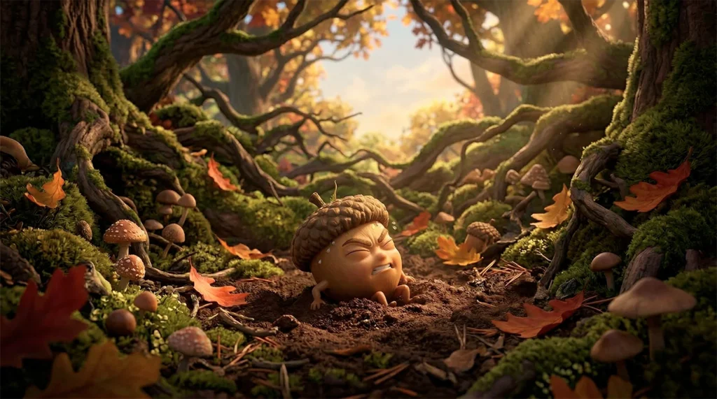 Little Acorn in the ground