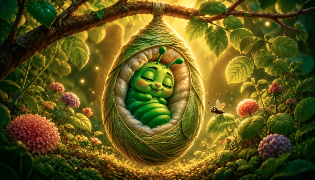 Cam's Munchy, Crunchy Journey 5 Cam in his cocoon