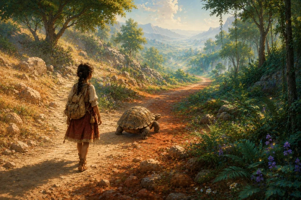 Three Roads and a Tortoise 3 The turtle shows the way