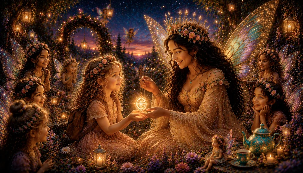 A Fairy Tea Party 7 Fairy gathering with magical light
