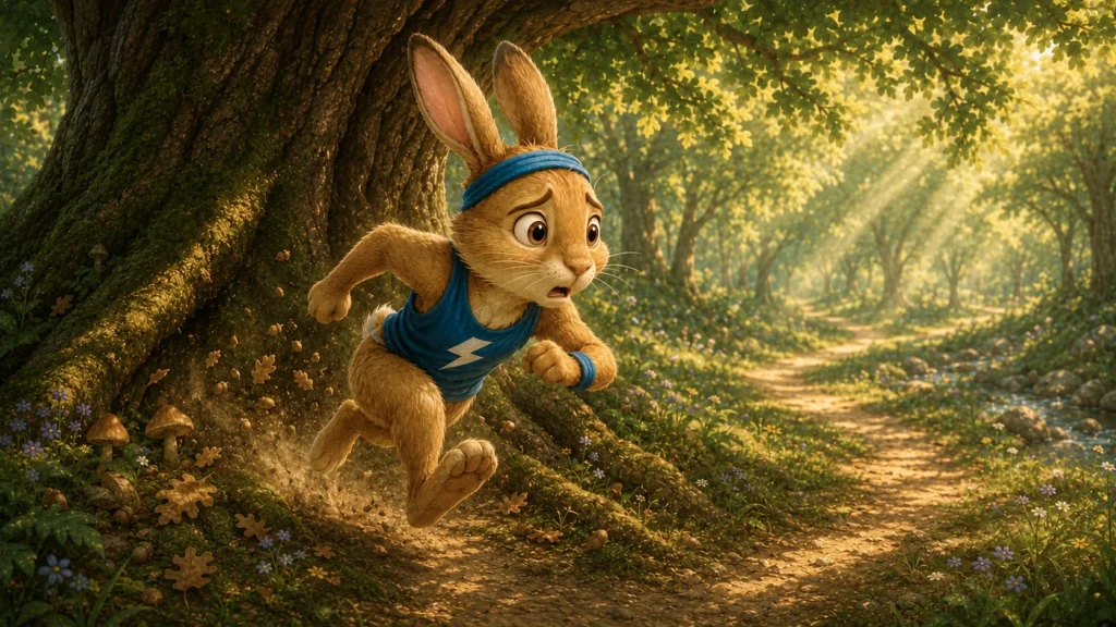 Racing to Slow Down 8 Rabbit running through a forest