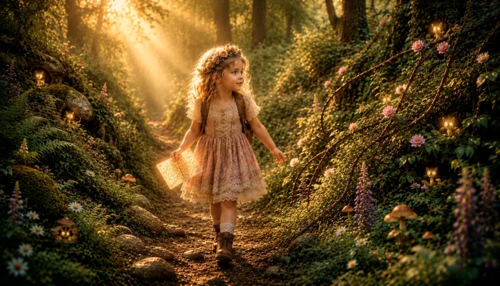 A Fairy Tea Party 3 Girl walking in enchanted forest