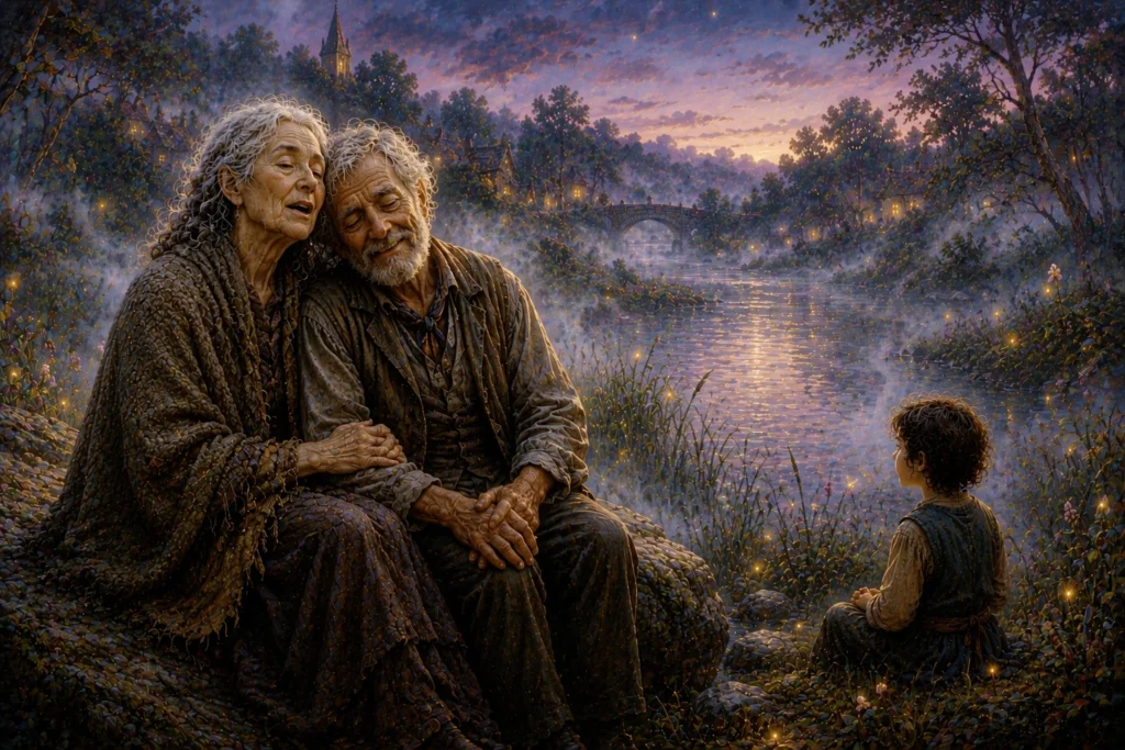 The Grey Blanket 9 Elderly woman sings by serene river