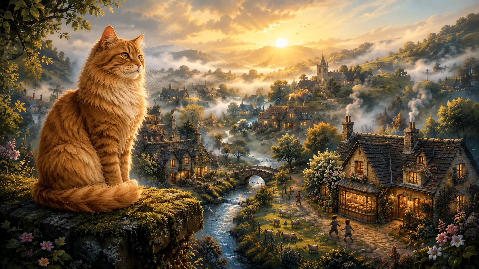 Featured image cat Story of a Cat overlooking a picturesque village sunset