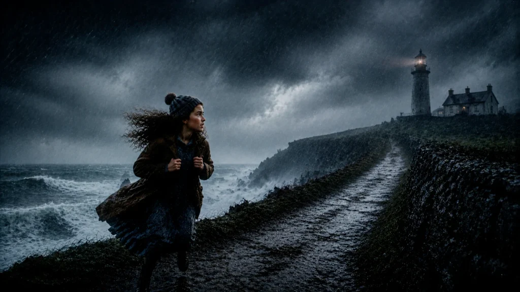 Steadfast by the Sea: A Tale of Bravery and Kindness 10 girl on path