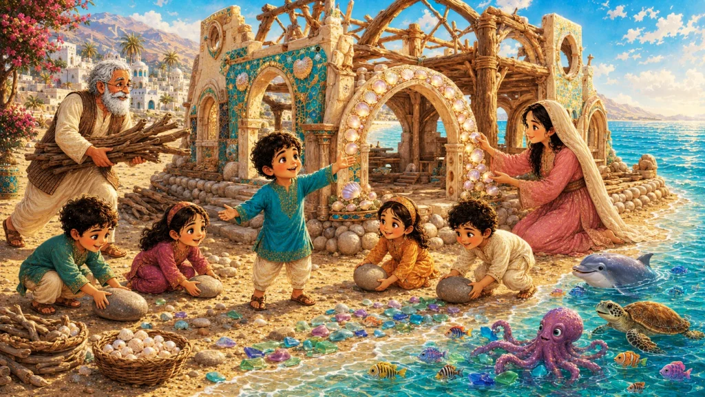 Basim's Big Adventure 7 Children playing by the seaside.